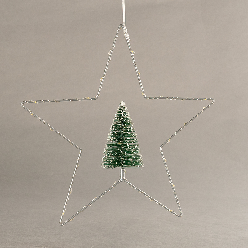Star Iron Frame with Little Christmas Tree Light