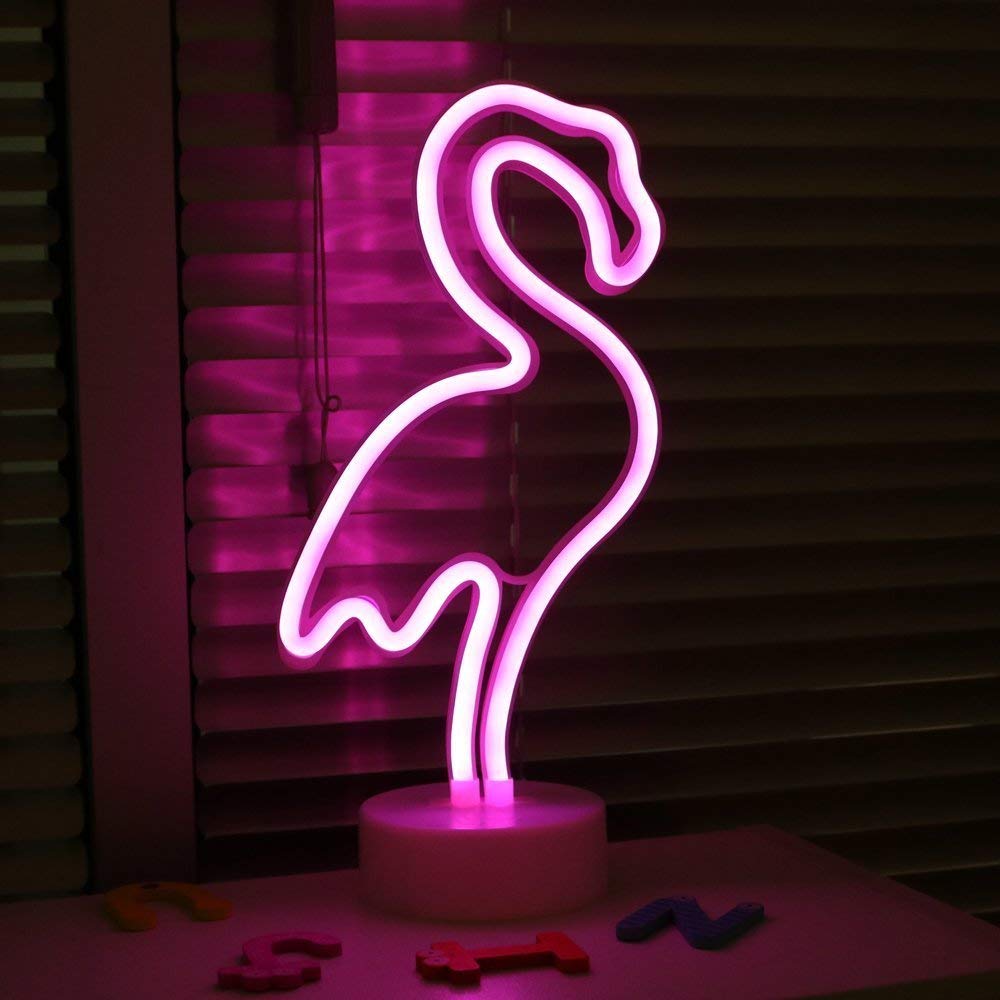 Battery Operated Pink Color LED Flamingo Neon Light