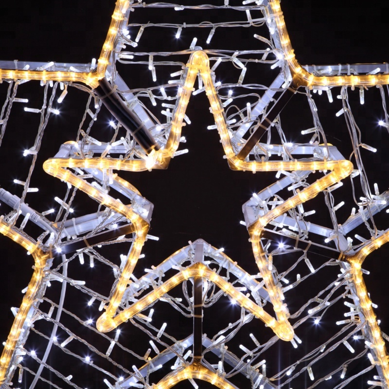 3D Christmas Decoration 100% Glue Bullet Led Aluminum Frame Bright Star Motif Light