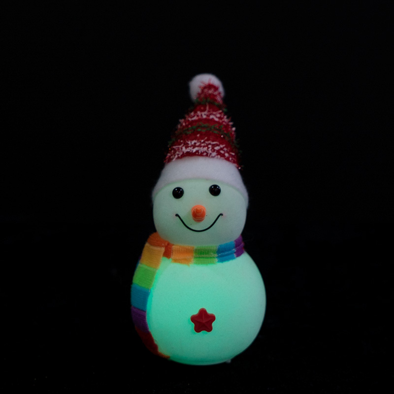 White flannel snowman with rainbow hat